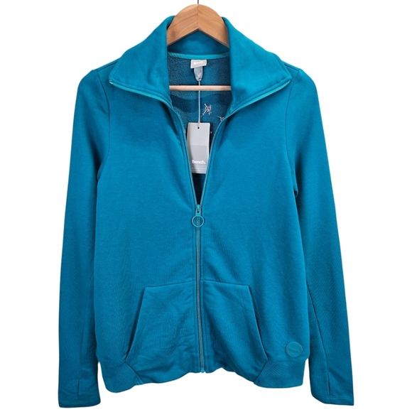 Bench Mikina Funnel Neck Zip Up Microfleece Small Teal Activewear Dancecore - Picture 2 of 15